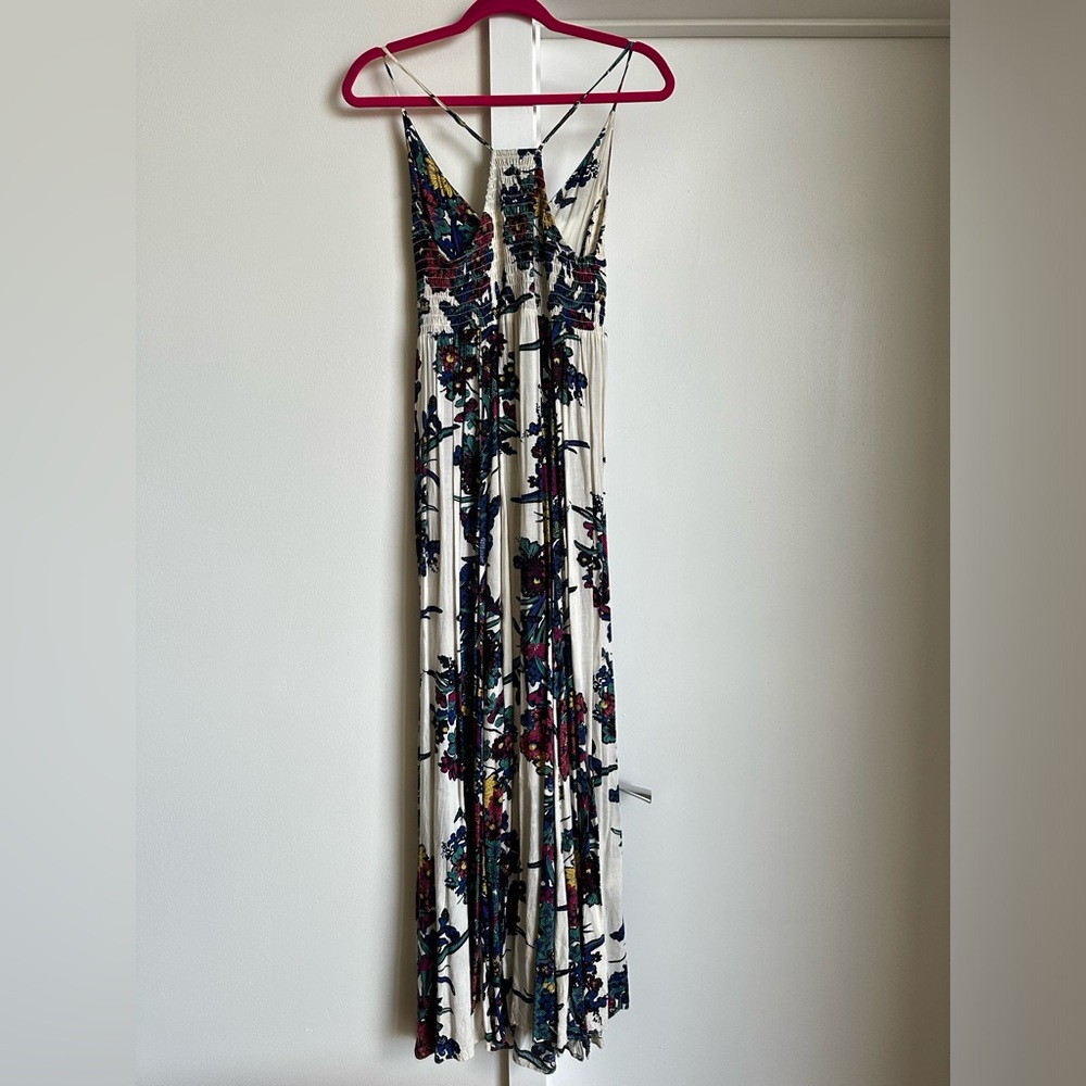 Free People Through The Vine Printed Maxi Slip Dress Ivory Combo Floral Size S - Picture 14 of 16